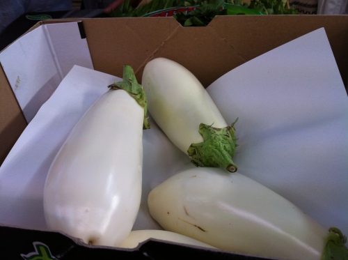 White eggplant! Never seen nor heard of this before!